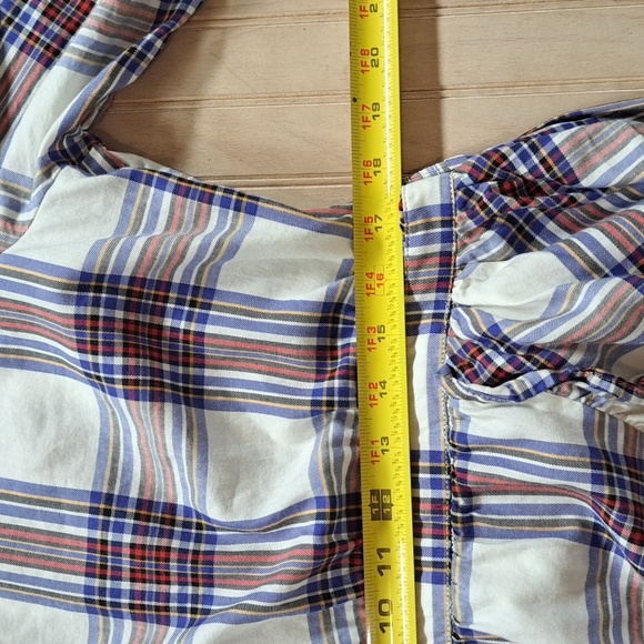 Free Assembly Plaid Ruffled Waist Dined Flowy Pockets Cotton Short Dress - Picture 10 of 10